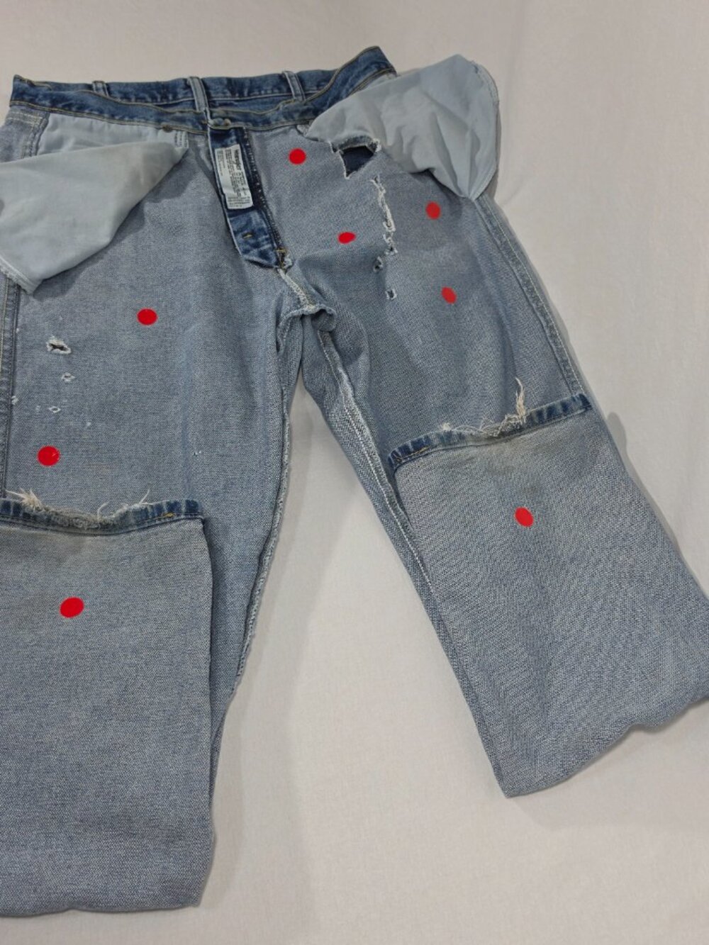 WRANGLER "George" GRUNGE Natural Fraying/Distressing TRASH Blue Jeans Men 34x34. - Picture 8 of 16